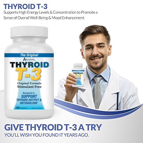 Packaging box and bottle of Absolute Nutrition Thyroid T-3 Support