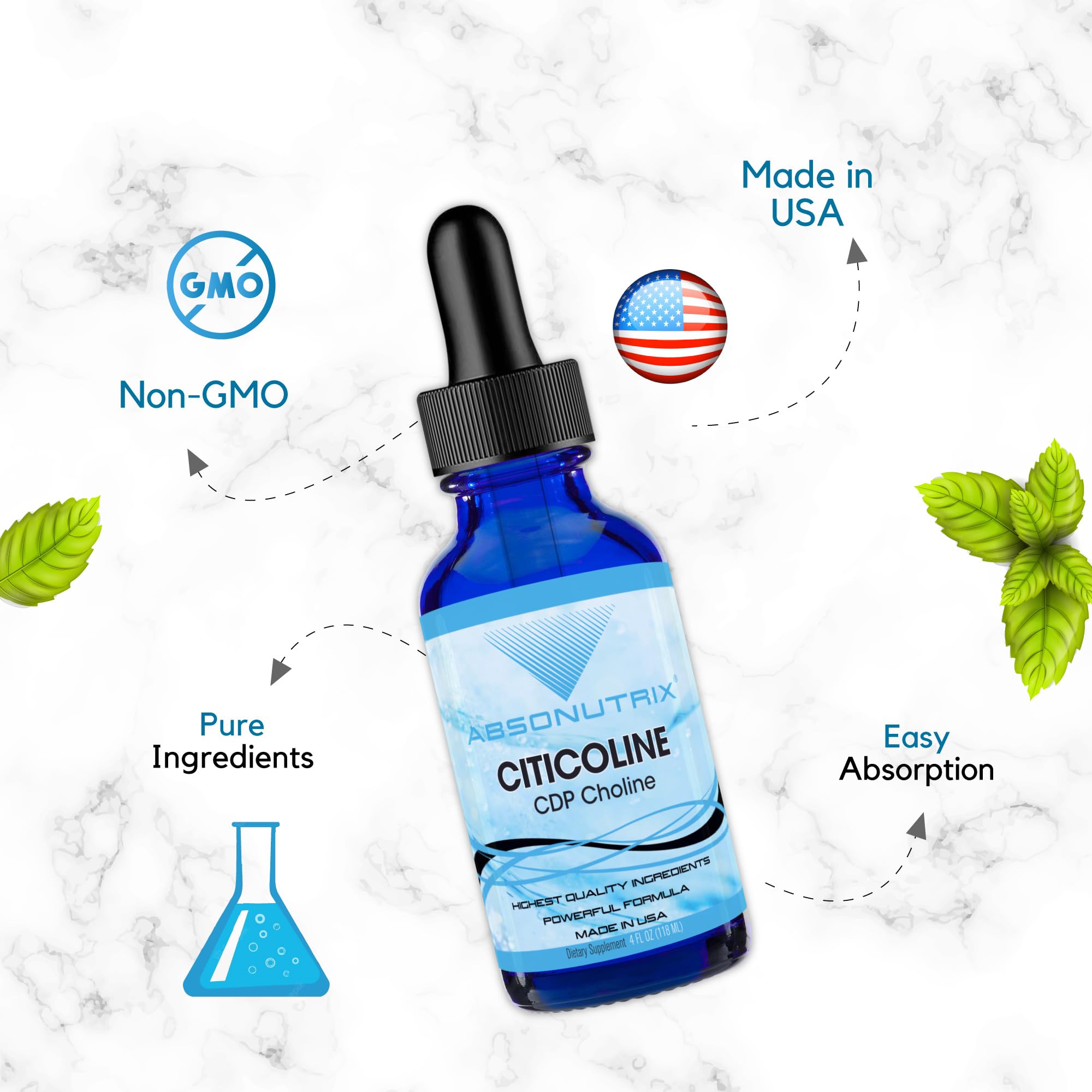 Close-up of Citicoline liquid extract