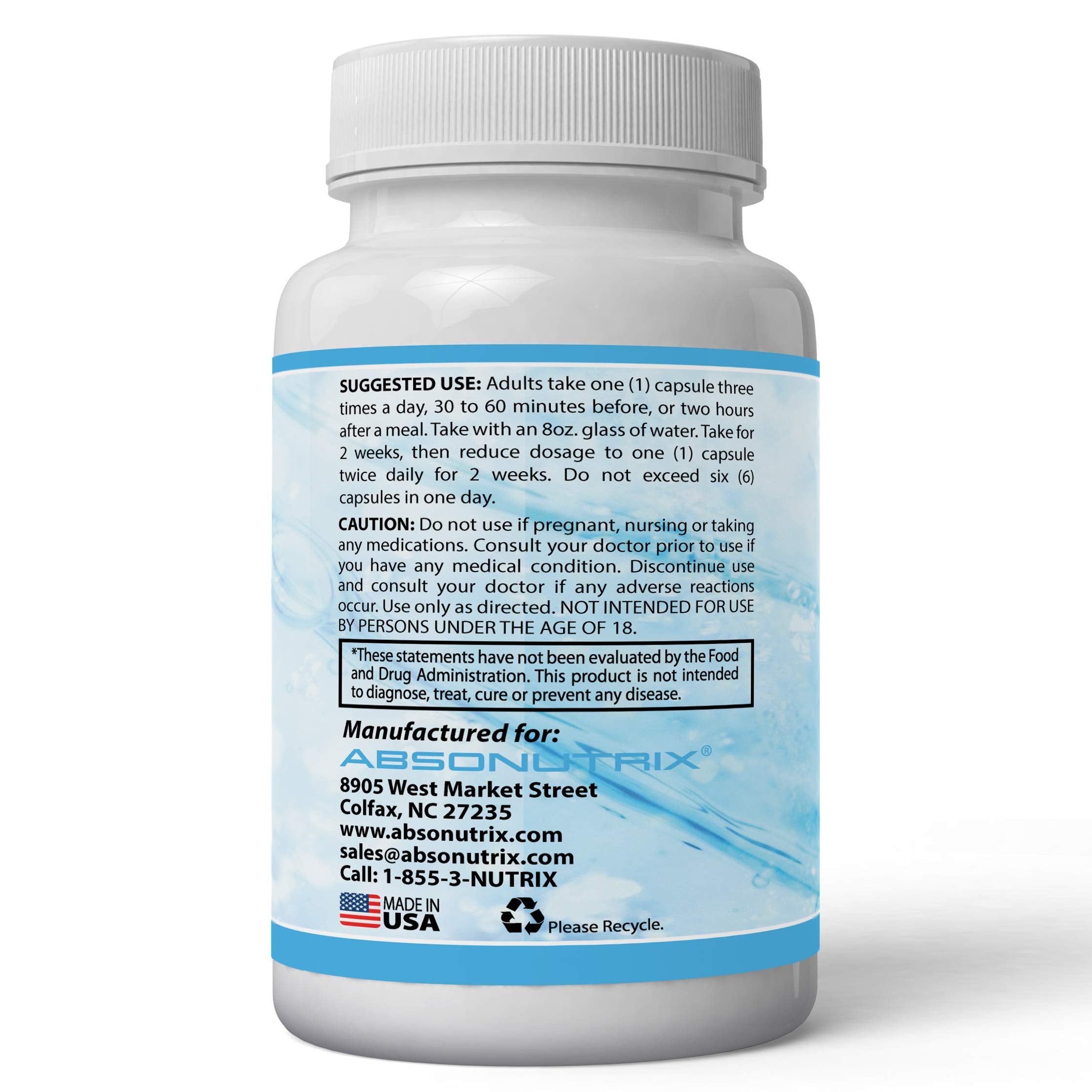 Close up of Absonutrix Lumbrokinase 40 mg bottle showing enteric coated capsules