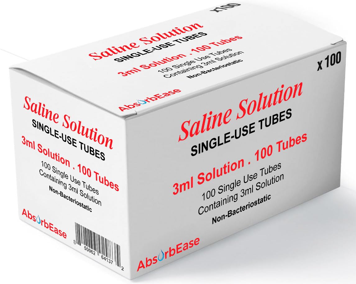 Bulk-packaged reinforced box for AbsorbEase Saline Solution 3ml unit-dose 100-pack