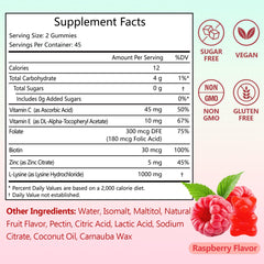 Packaging highlighting zinc, vitamin C and biotin icons