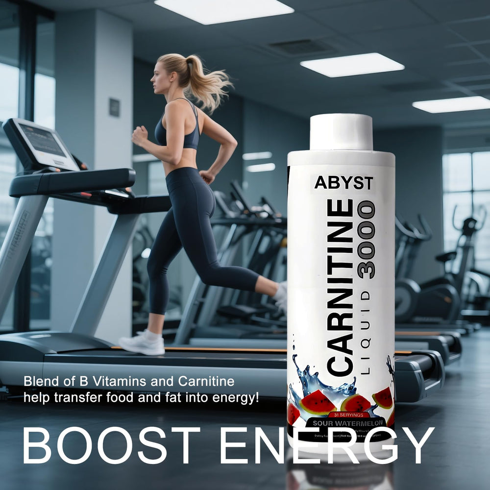 Bottle of ABYST Liquid Carnitine 31 servings for ongoing energy support.