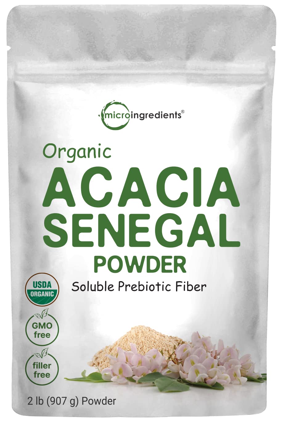 Package of Micro Ingredients Organic Acacia Senegal fiber powder, 2 lb