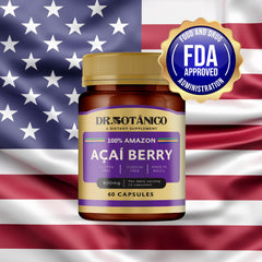 Close-up of Açaí Berry 800mg capsules (2 per serving)