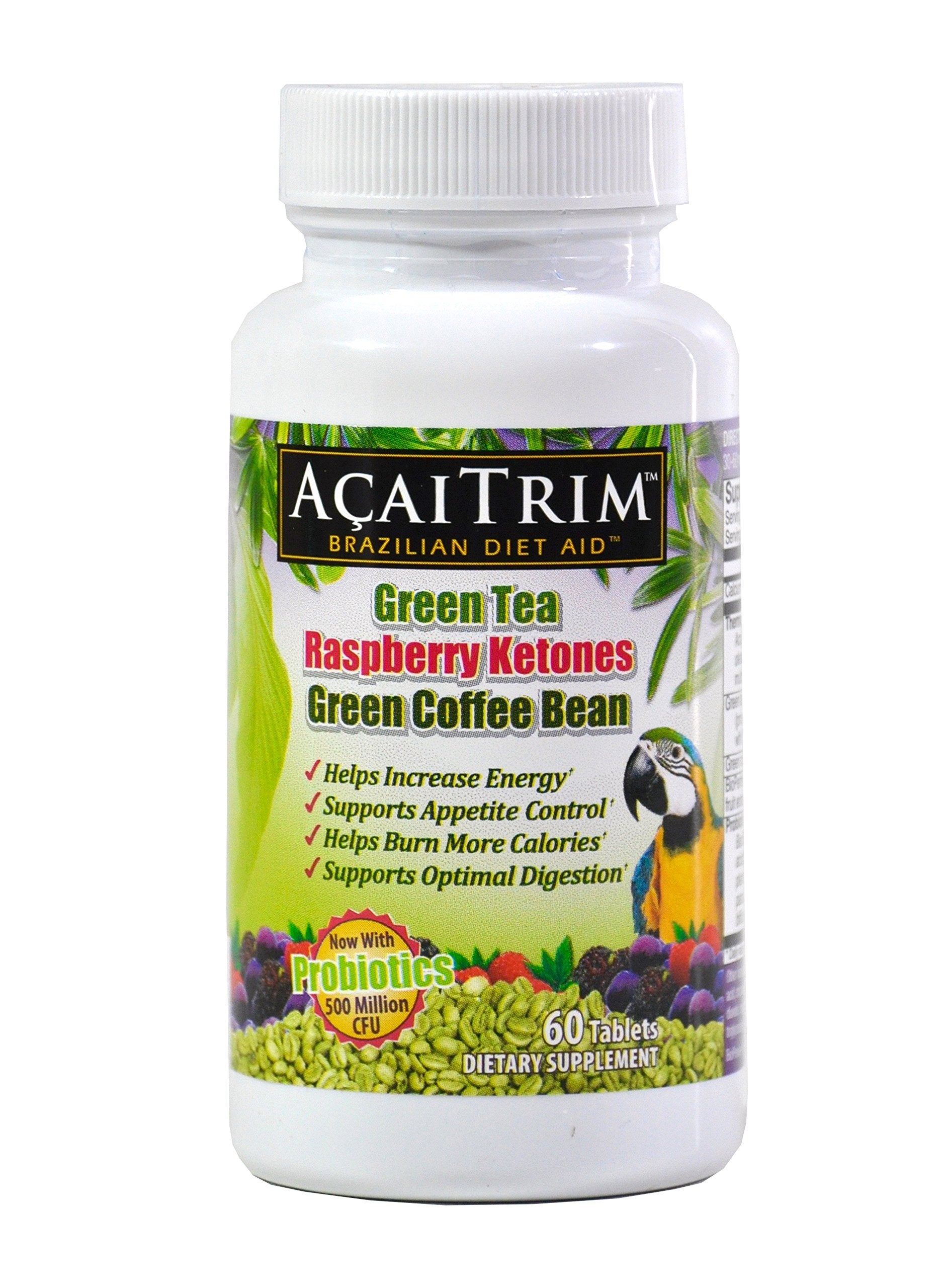 AcaiTrim bottle-front showing metabolism support and daily energy potential.