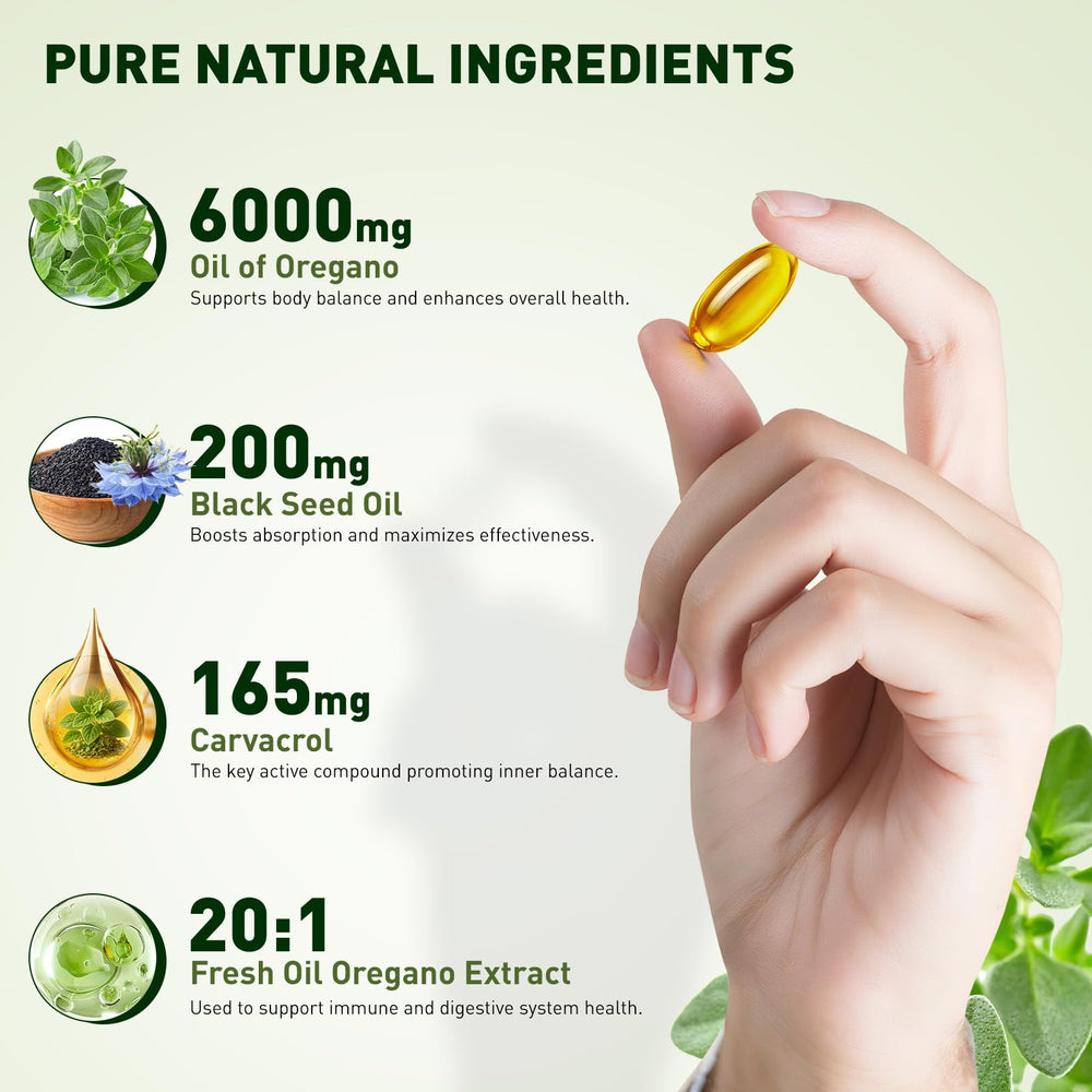 Graphic showing oregano oil carvacrol concentration of 165 mg