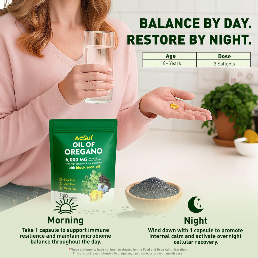 Oregano oil and black seed oil for immune and digestive support