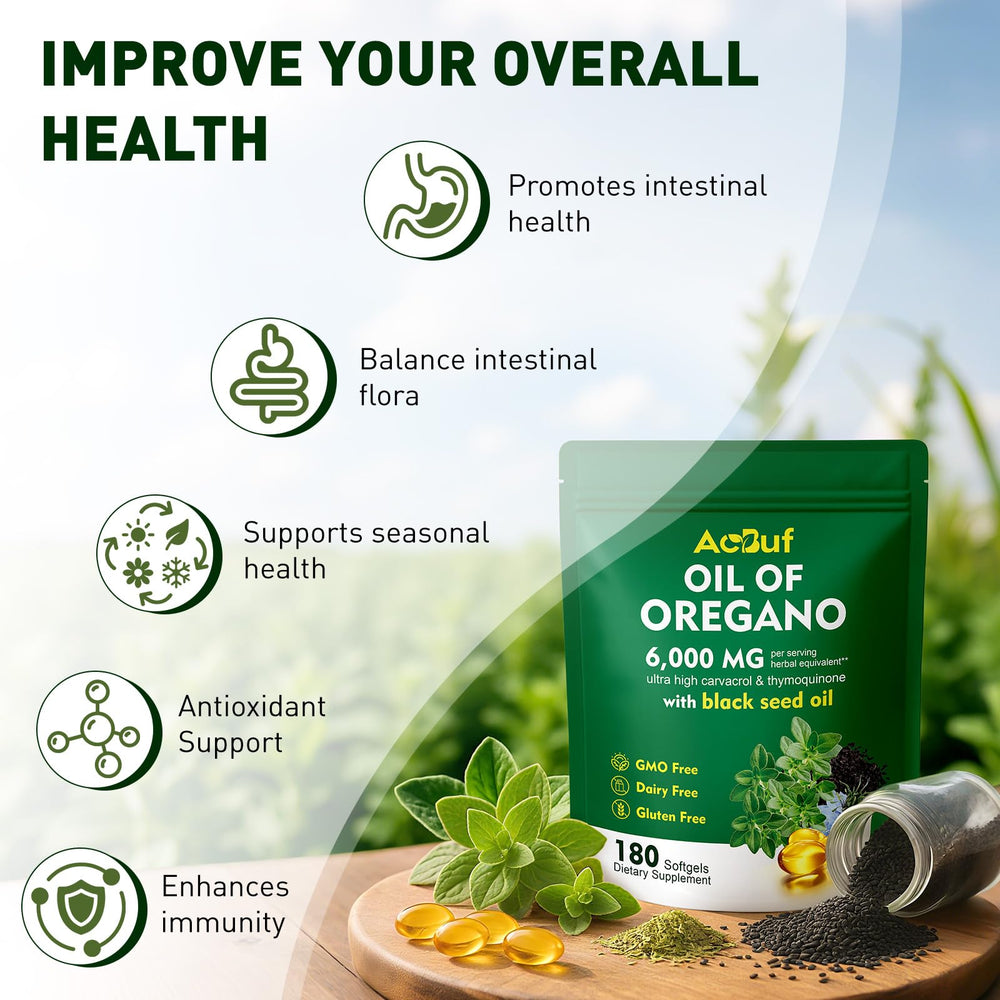 Close-up of oregano oil softgel capsule