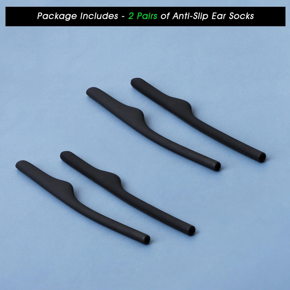 Close-up view of soft silicone temple sleeves material
