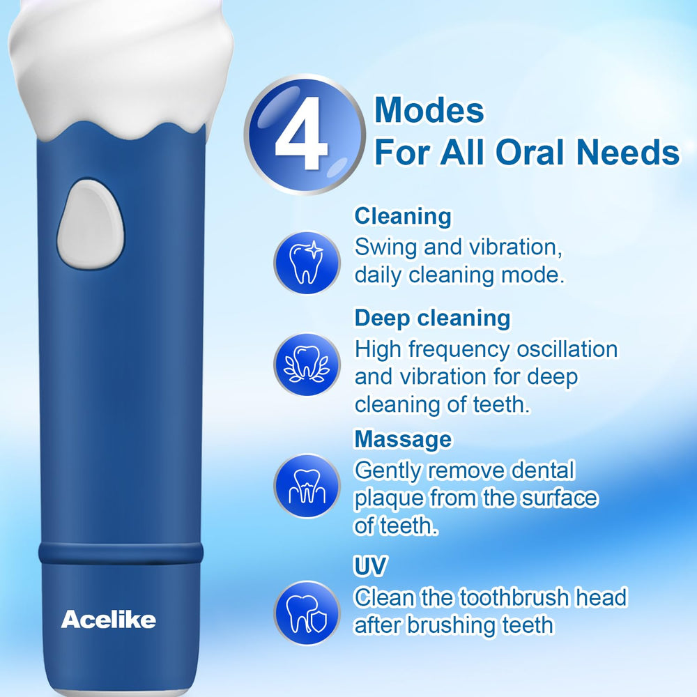 Two high-quality brush heads included for kids