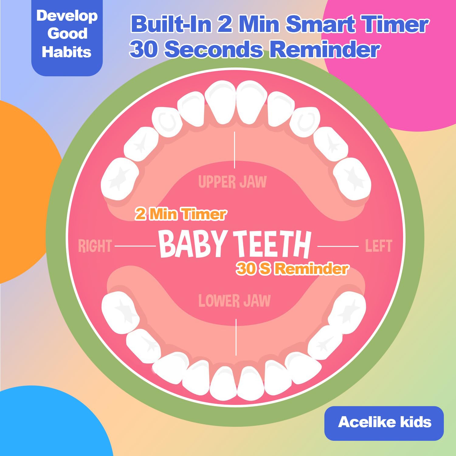 Four-mode interface including UV mode on the kids toothbrush