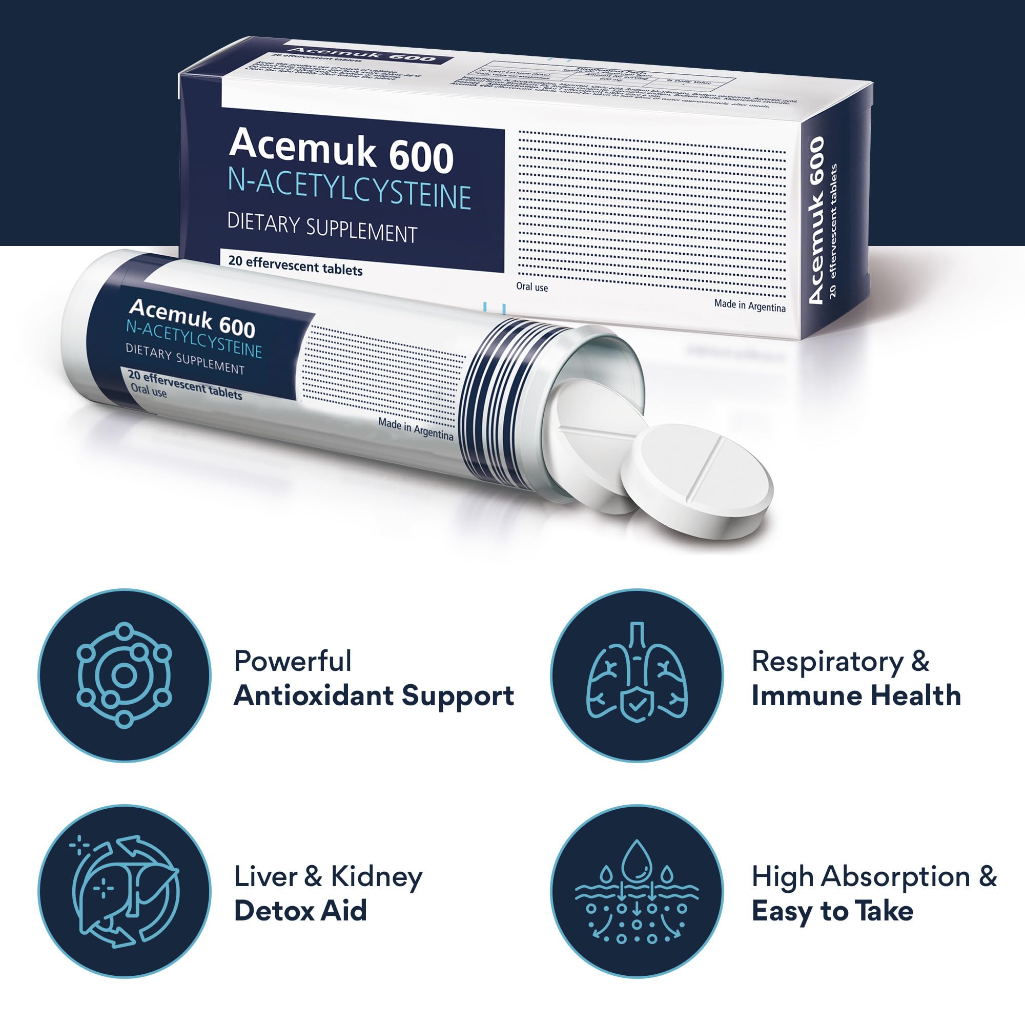 Acemuk NAC 600mg bottle - back label