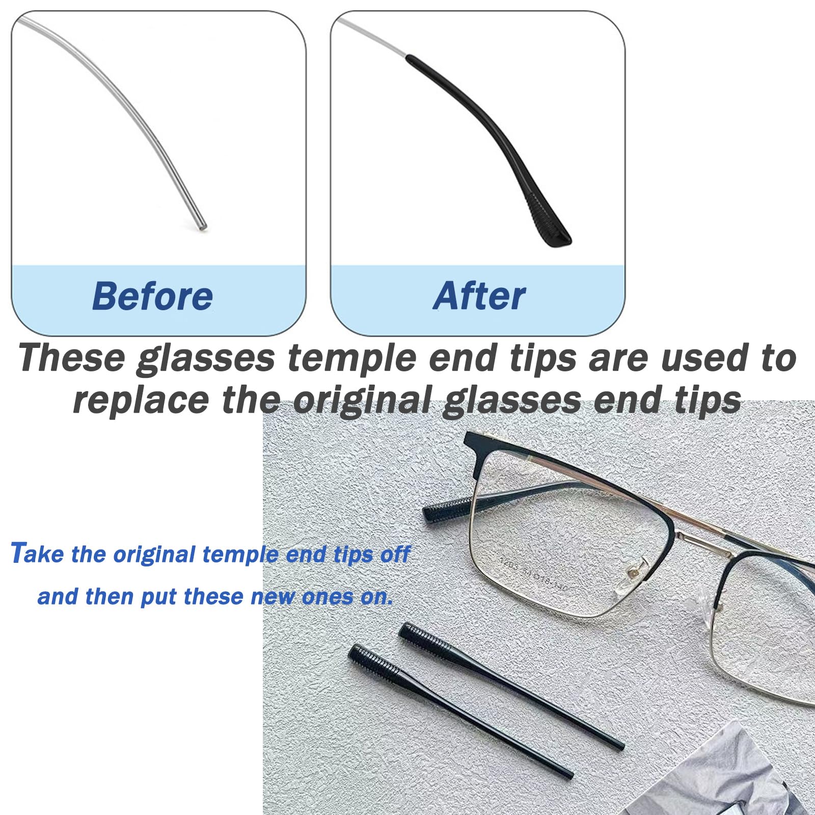 Acetate temple tips 75mm length in Gray color