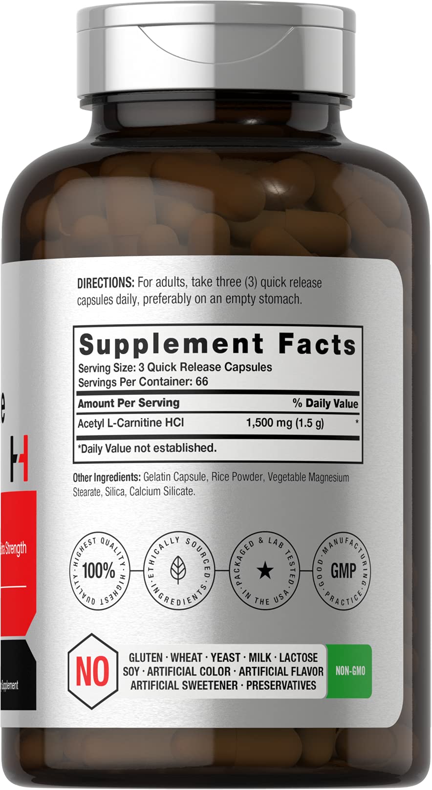 Acetyl L-Carnitine 1500mg quick-release capsules