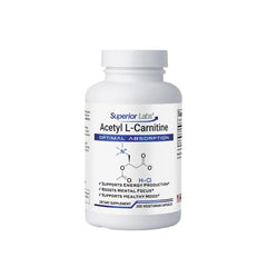 Bottle of Superior Labs Acetyl L-Carnitine 500 mg vegan capsules