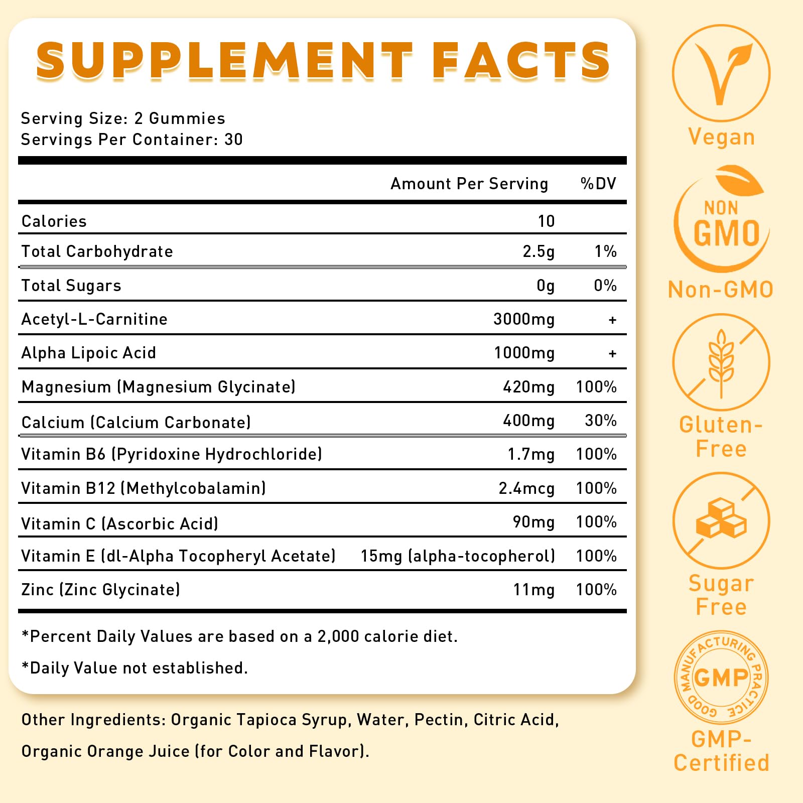 Two-pack packaging back showing nutrition information