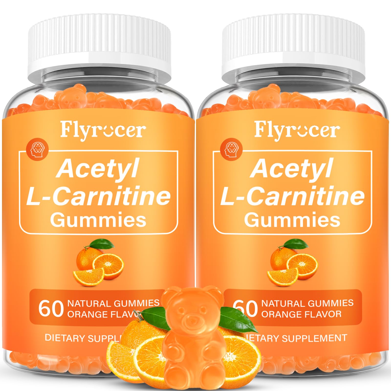 Two-pack Acetyl L-Carnitine Gummies orange flavor packaging front