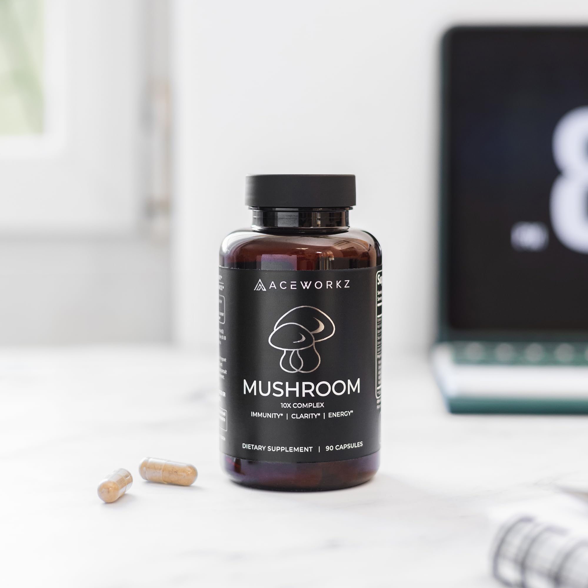 Brain health and focus concept with capsules