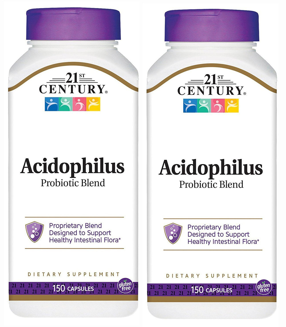 Bottle of 21st Century Acidophilus Probiotic Blend Capsules, 150-count (Pack of 2)