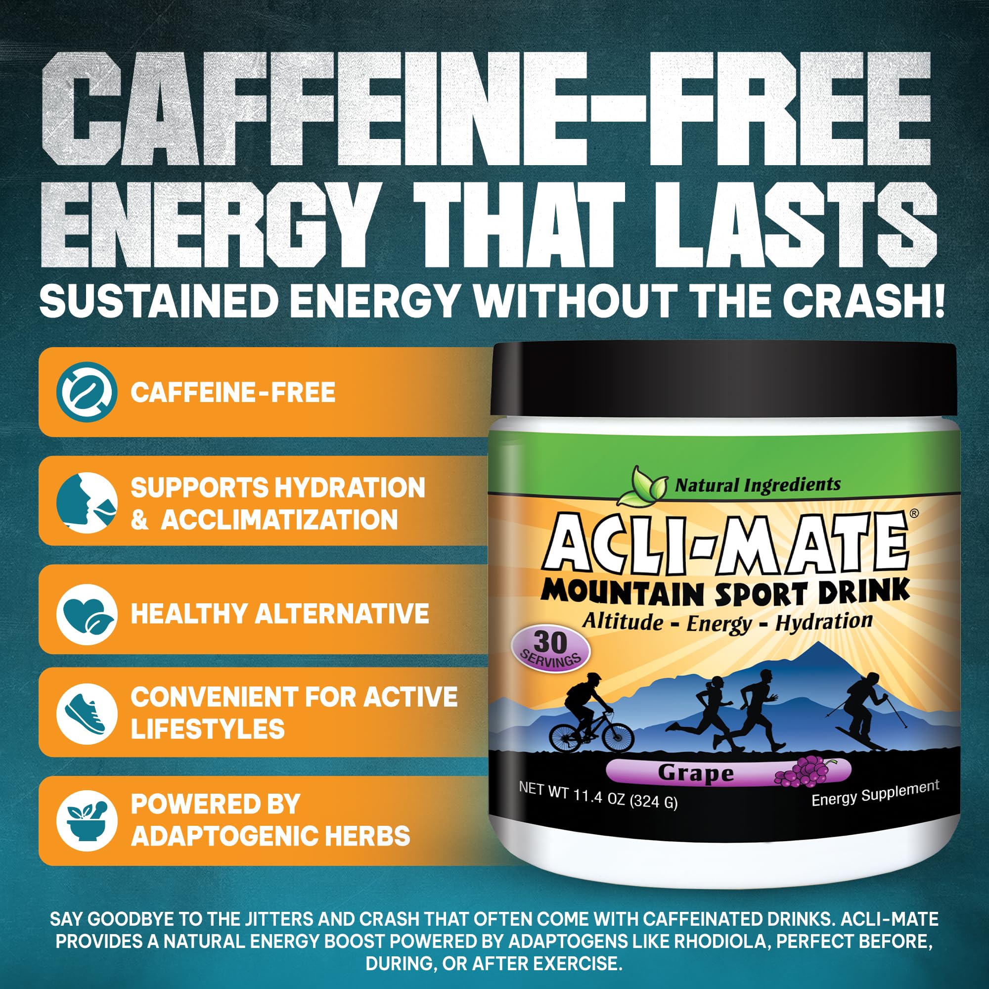 Close-up of Acli-Mate grape flavor label