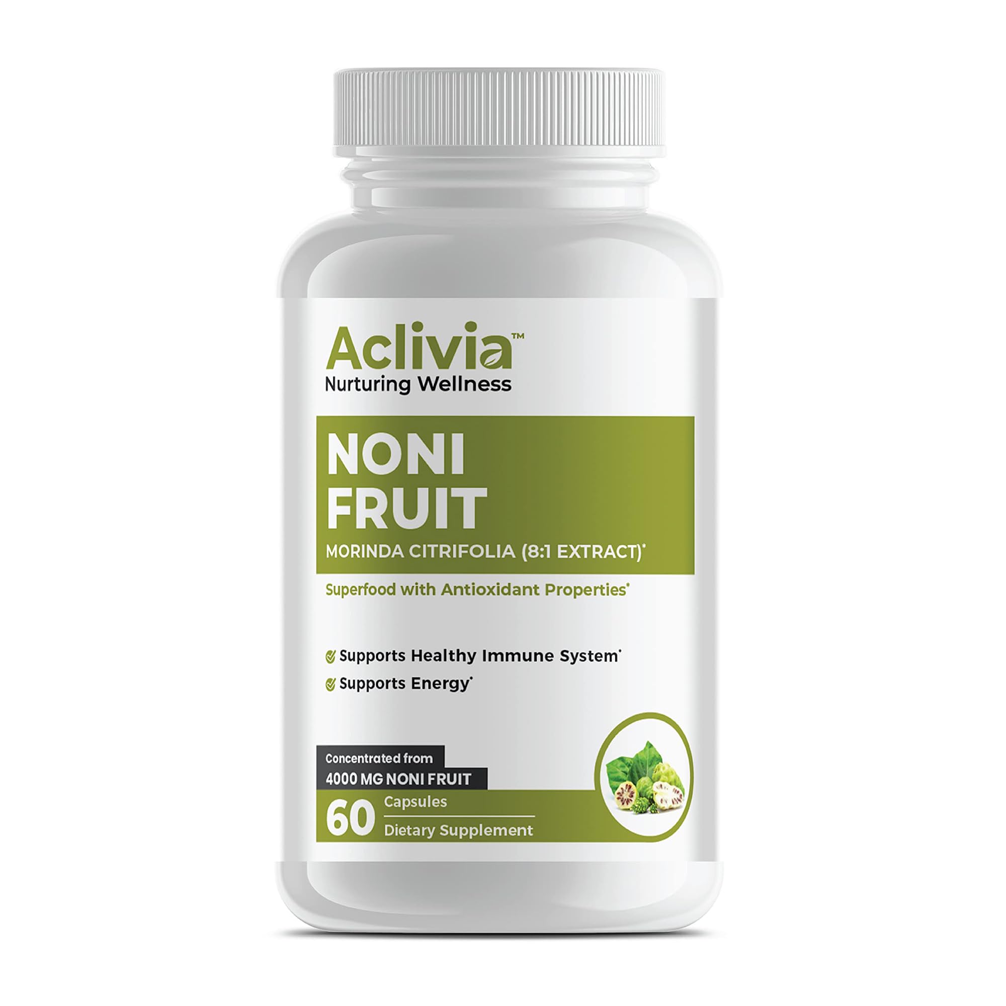 Aclivia Organic Hawaiian Noni Capsules bottle with 60 count