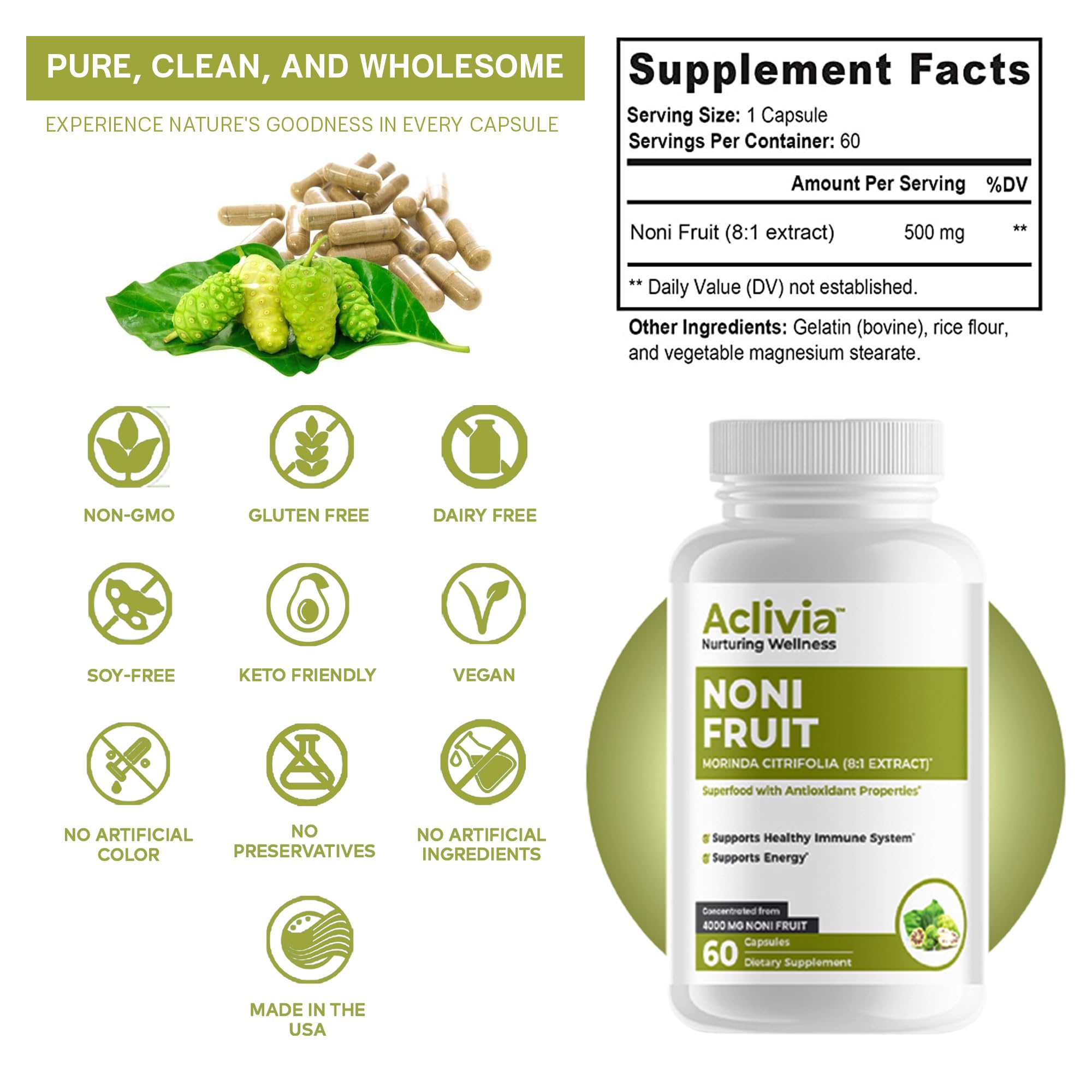 Travel-friendly Noni capsules bottle for on-the-go
