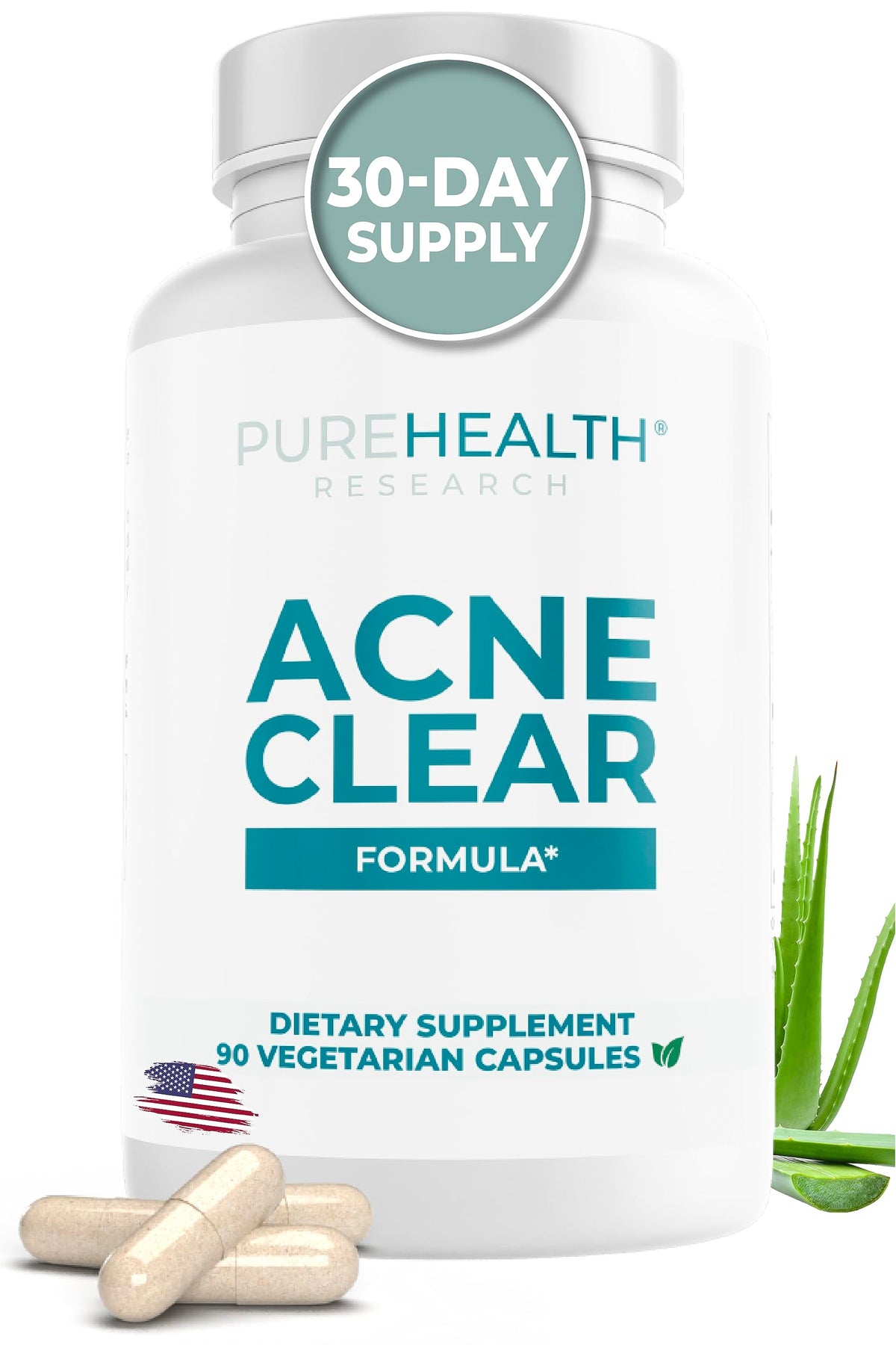 PUREHEALTH RESEARCH Acne Clear Formula bottle on white background