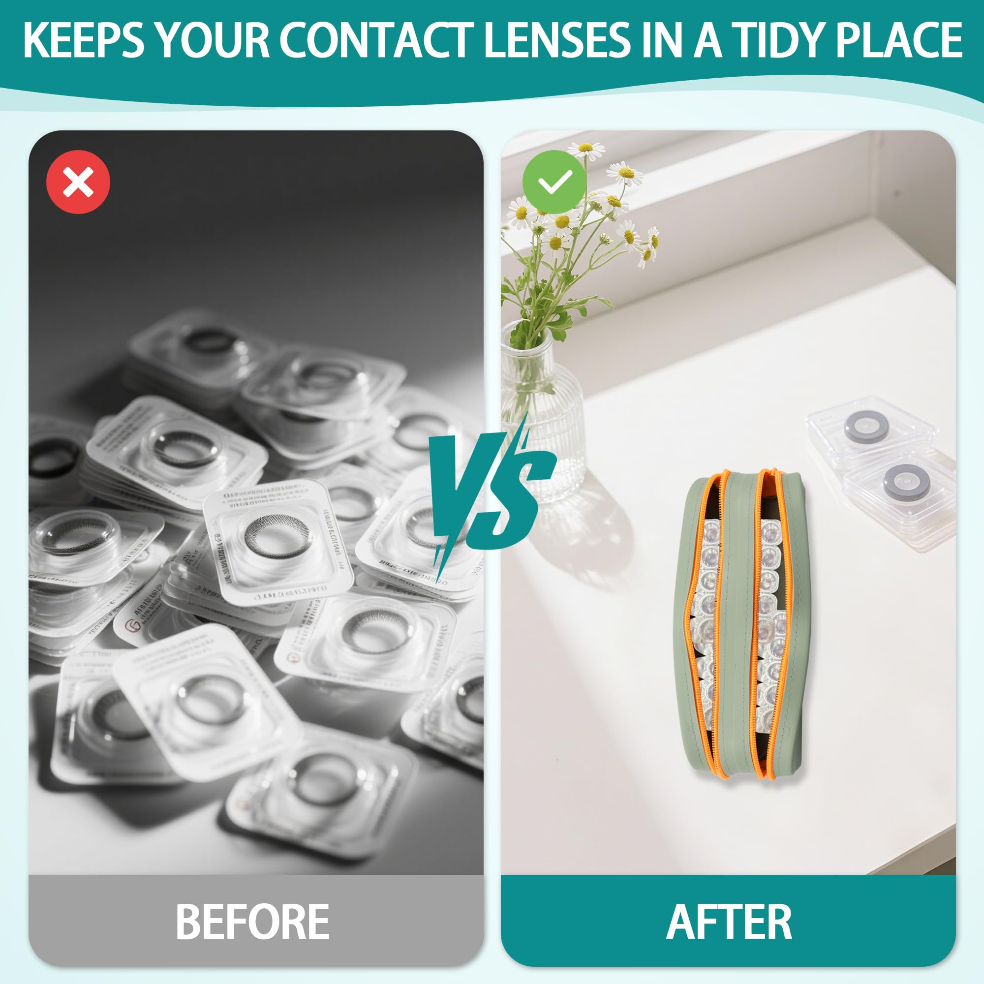 Green silicone design of ACOSIY lens case with modern style