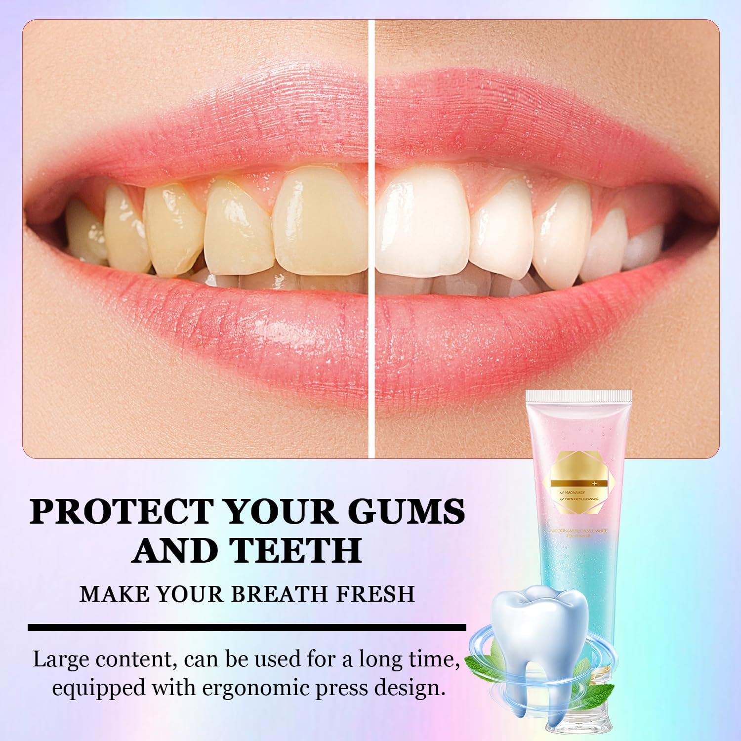 Radiant smile after using Niacinamide toothpaste