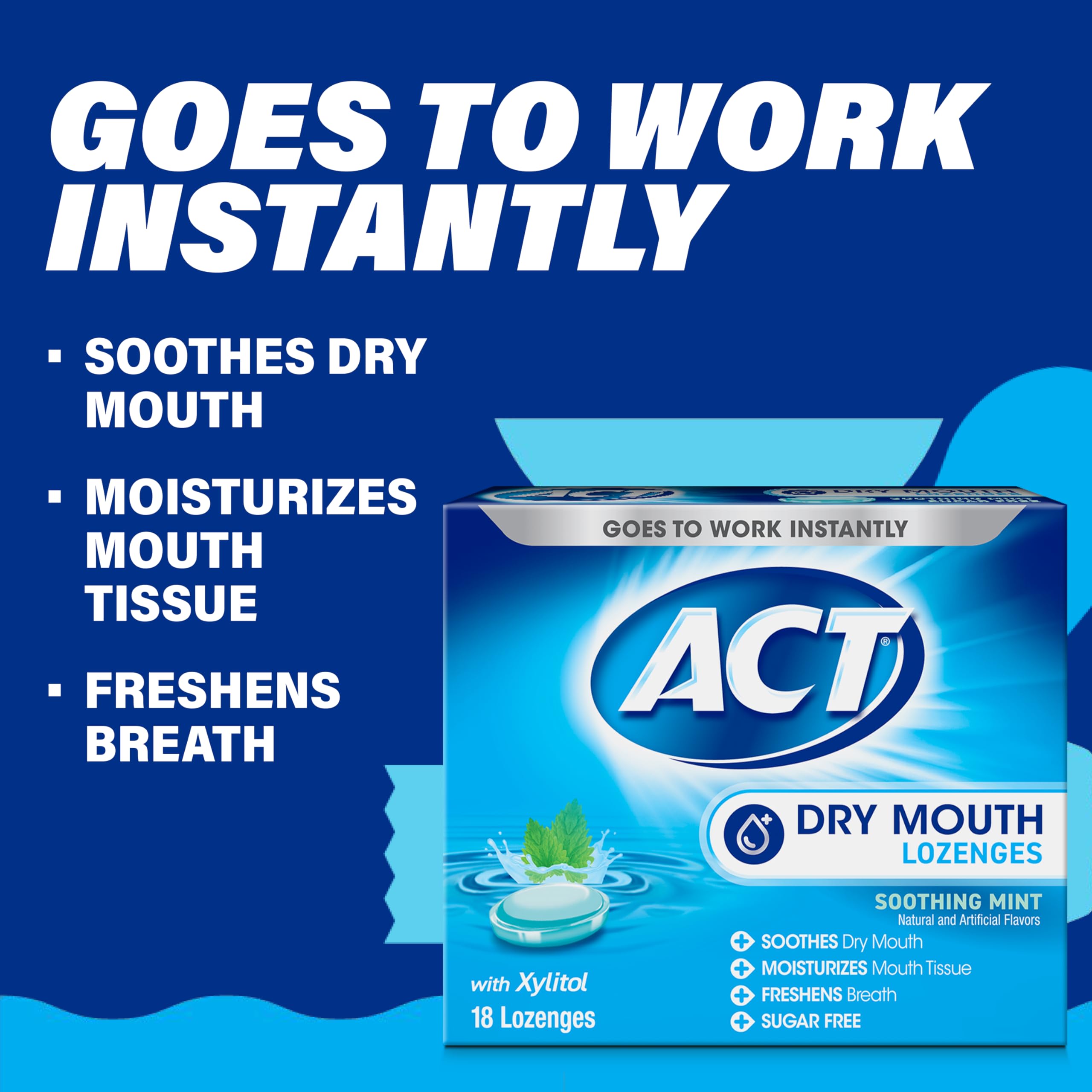 Close-up of mint-flavored ACT Dry Mouth Lozenges