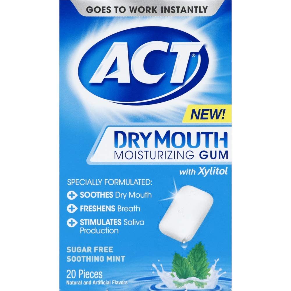 ACT Dry Mouth Moisturizing Gum – Soothing Mint, 20-count per pack (3-pack) — image 1