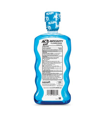 Close-up of ACT Kids Pineapple Punch mouthwash bottles with measuring cap in a 3-pack