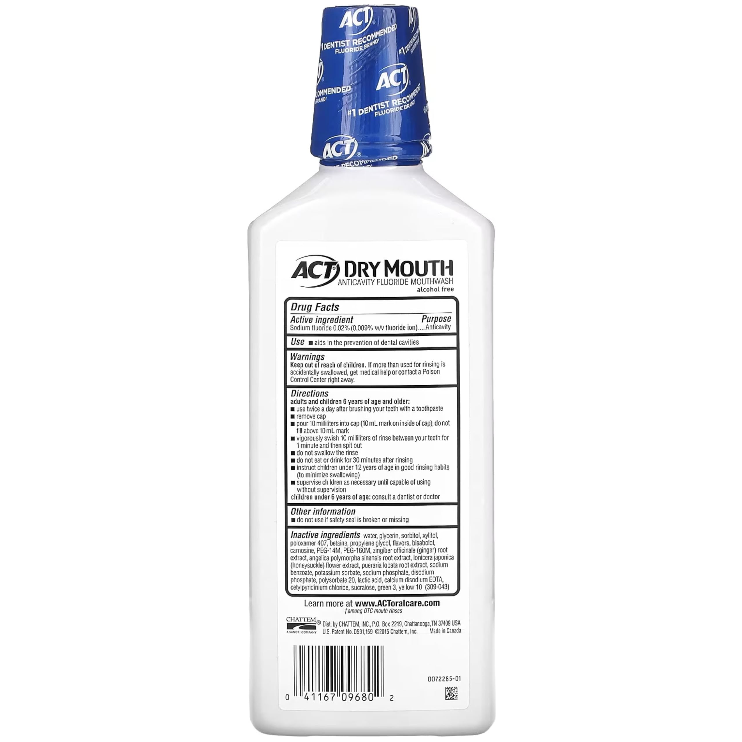 Act Tot Care Dry Mouth RN 18z bottle label close-up