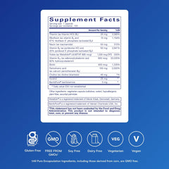 Close-up of activated B vitamins including B6, B2 and benfotiamine
