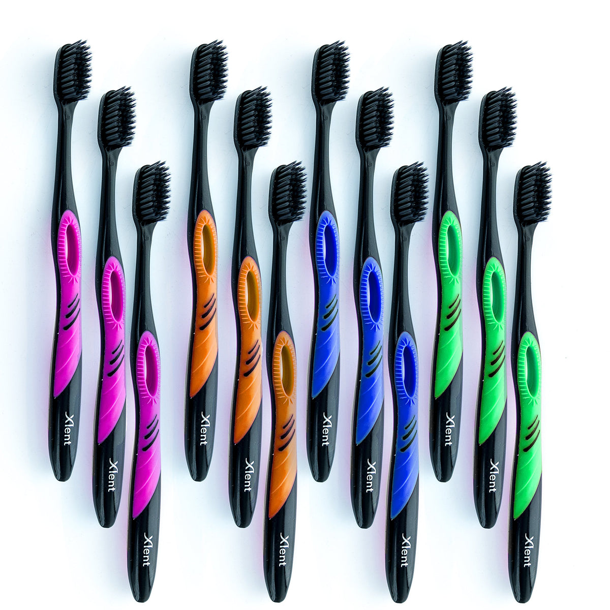 Activated charcoal bristle toothbrush with Xtreme Soft bristles and compact head
