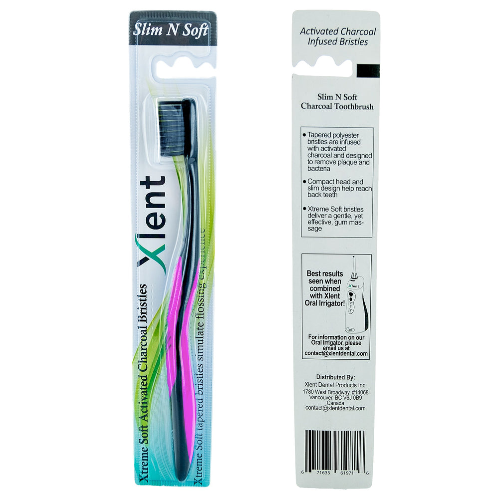 12-count pack of Xlent Activated Charcoal Bristle Toothbrush