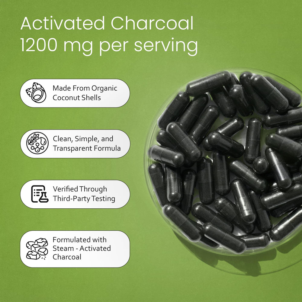 Activated charcoal capsules from coconut shells