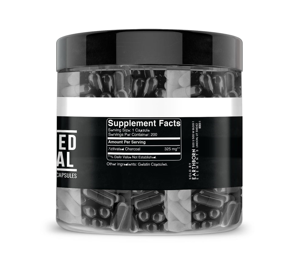 Activated charcoal derived from burning natural carbon-rich materials