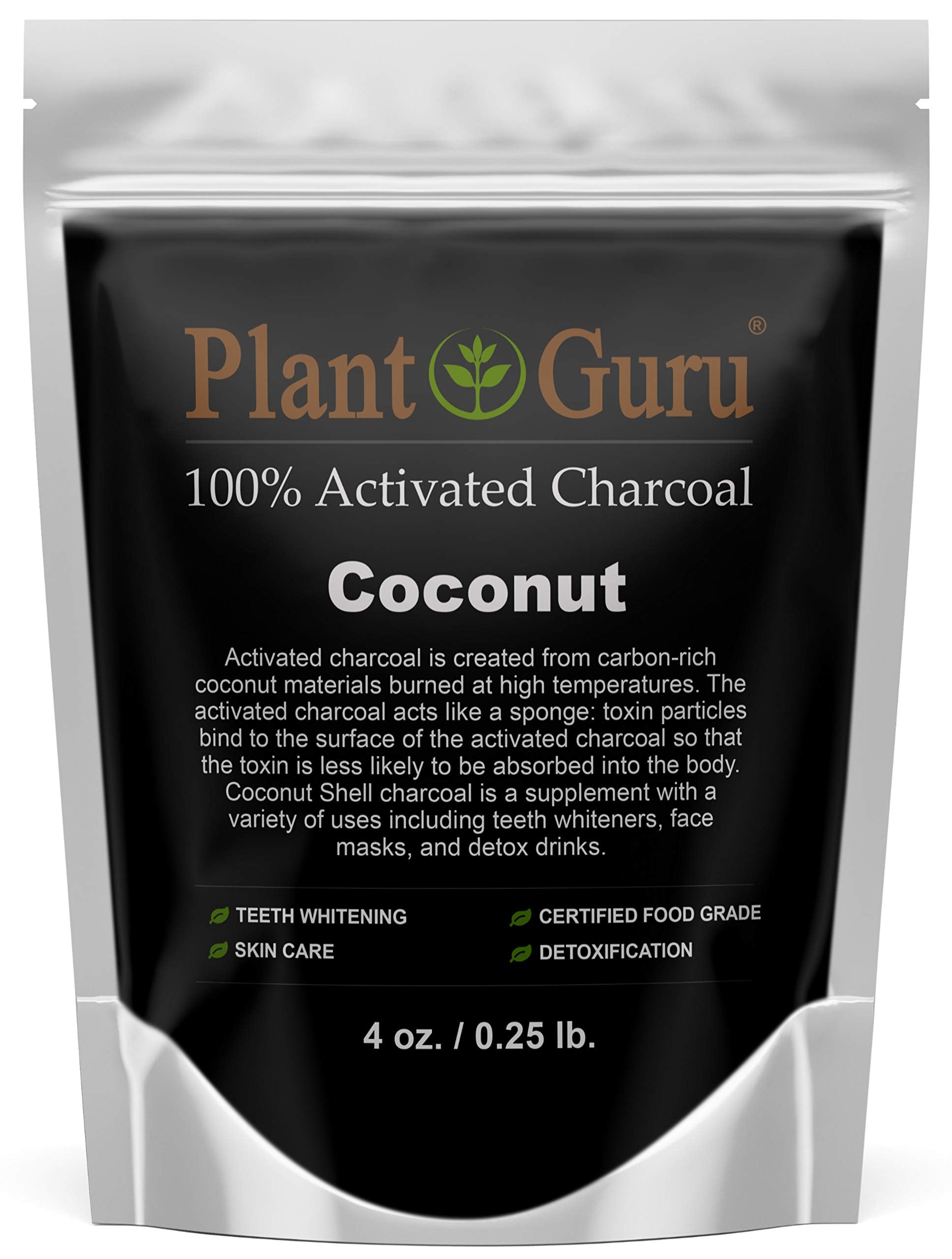 Front view of Activated Charcoal Powder Coconut 4 oz bottle