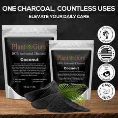 Label showing food grade, kosher and non-GMO coconut charcoal powder