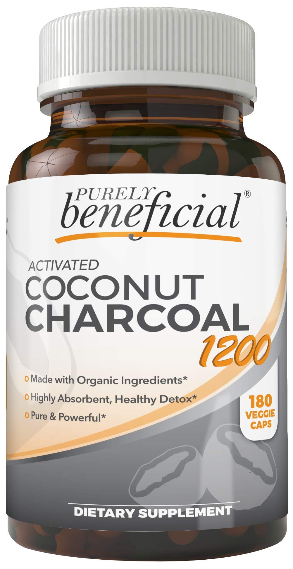 Back label showing supplement facts for coconut charcoal