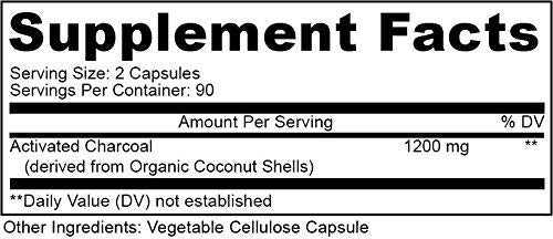 Vegan supplement bottle with 180 capsules on white background