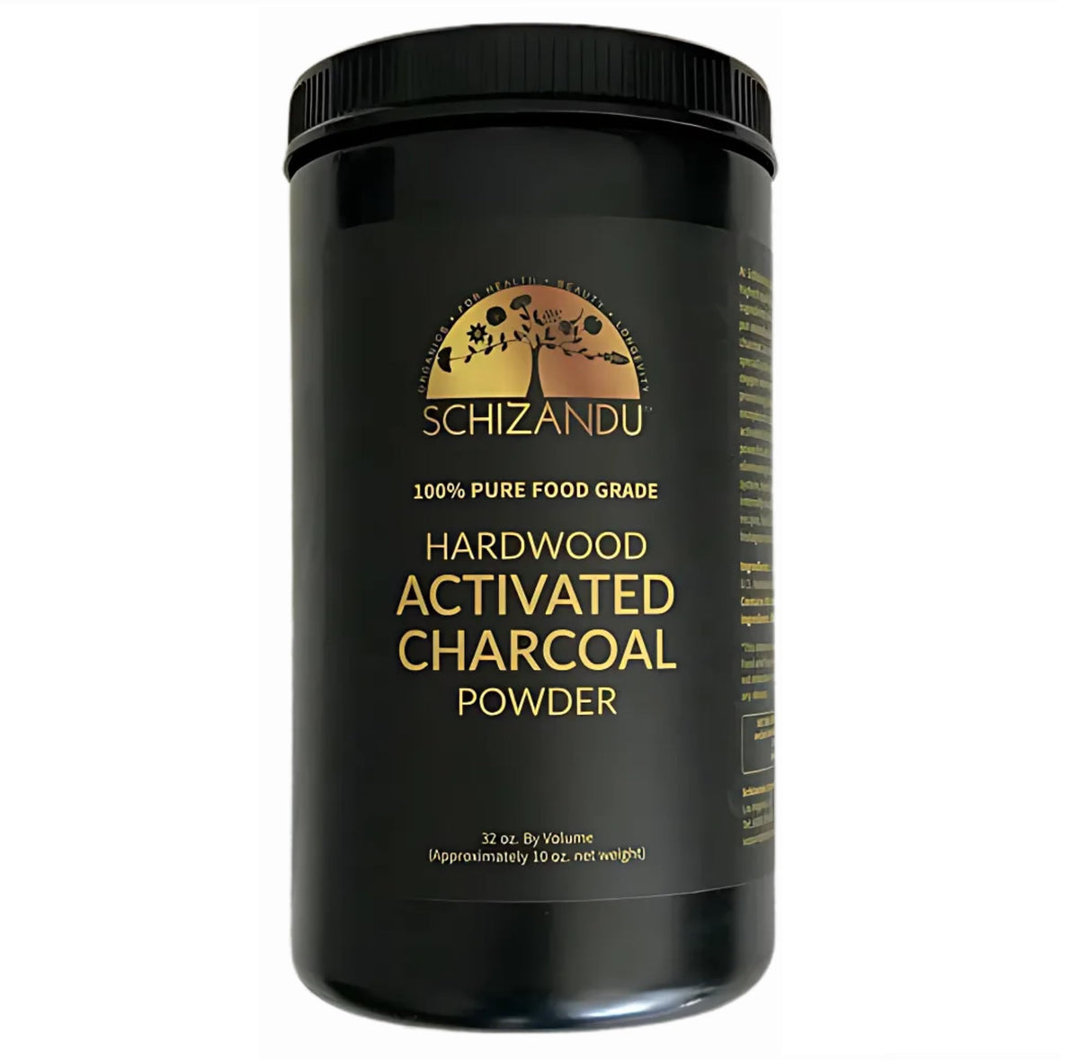 Activated hardwood charcoal powder in a glass jar (hero image)