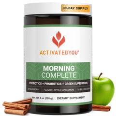 ACTIVATEDYOU Morning Complete bottle pour ready to mix for daily gut health and energy.