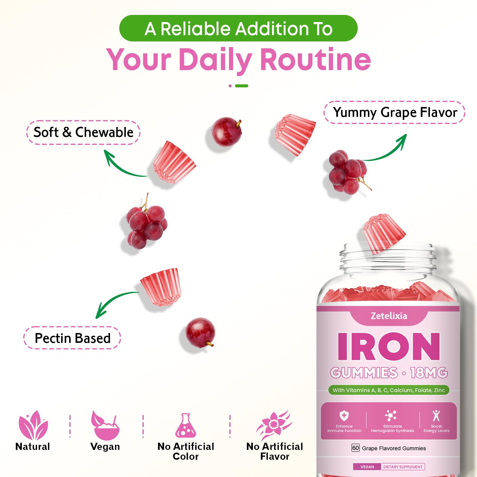 Active adults using vegan iron gummies for energy and immune support