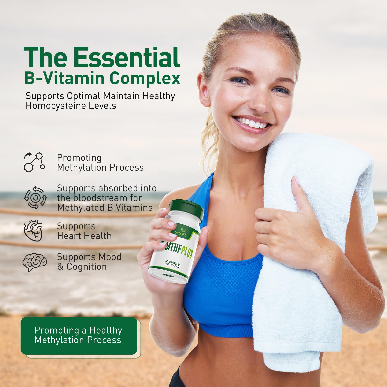 Supplement facts panel highlighting B Vitamins and 5-MTHF