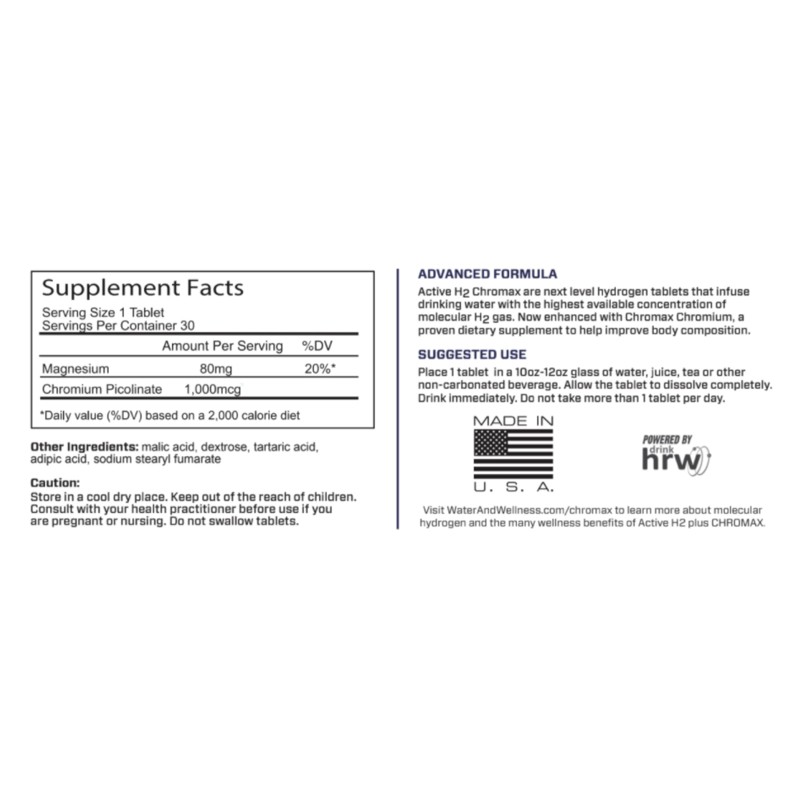Water and Wellness branding for Active H2+ Chromax product line