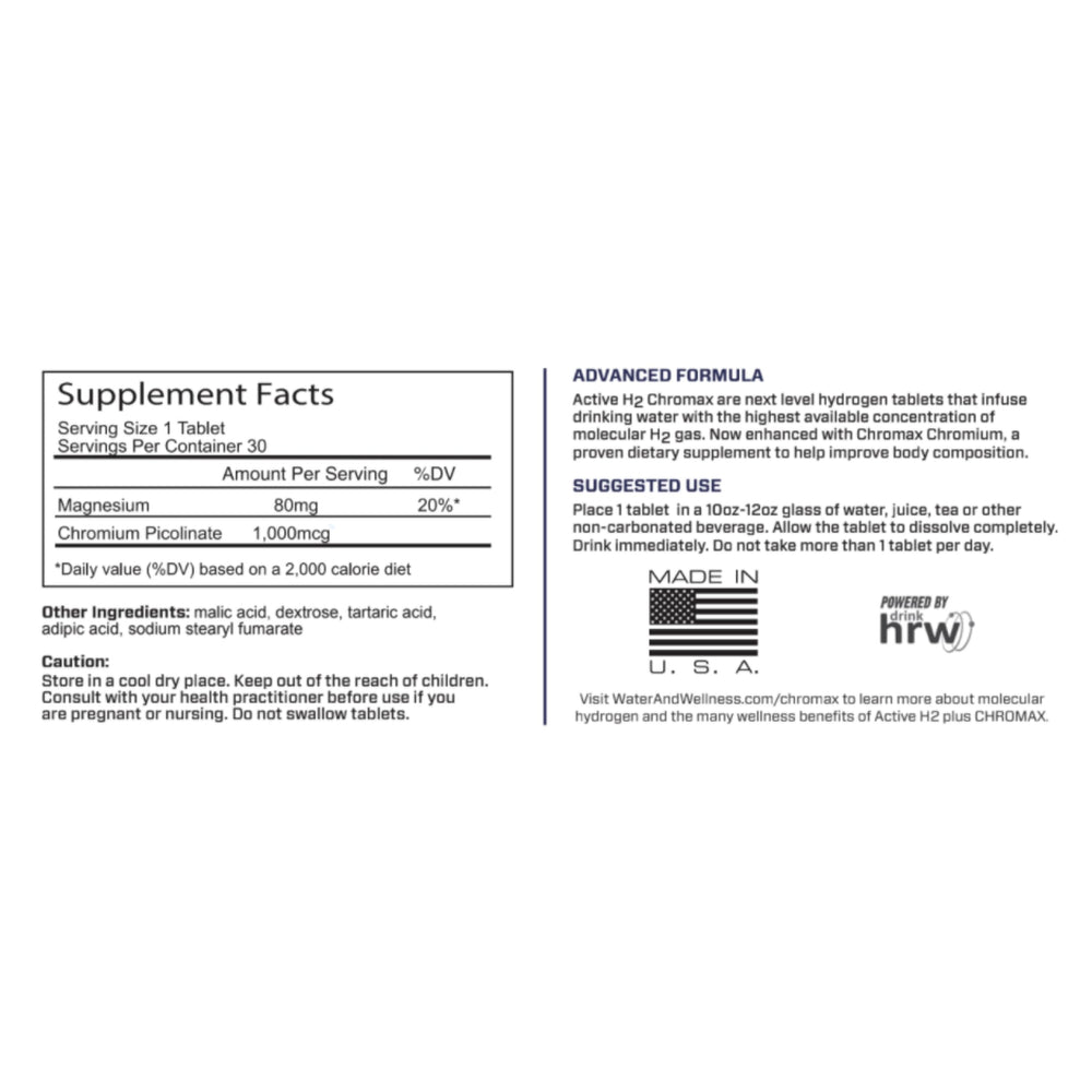 Water and Wellness branding for Active H2+ Chromax product line