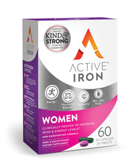 Hero image showing Active Iron 25mg + Women's Multivitamin bottle
