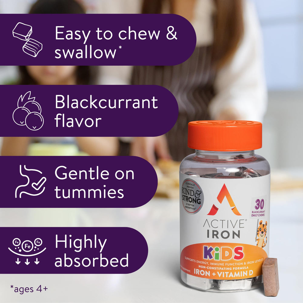 Ingredients list on packaging highlighting iron and Vitamin D